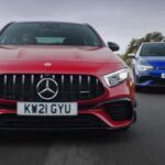 El Mercedes-AMG A45 S está con el Volkswagen Golf R en una guerra de derrapes