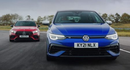 Mercedes-AMG A45 S y Volkswagen Golf R luchan contra la deriva (2)