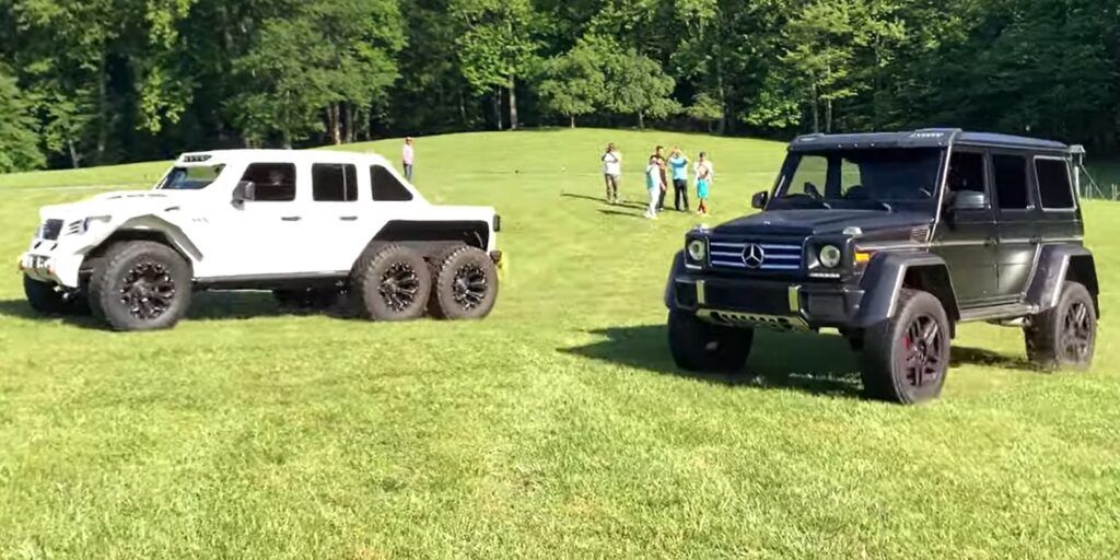 Mercedes G550 4×4 Squared y Jeep 6×6 en tira y afloja y drag racing